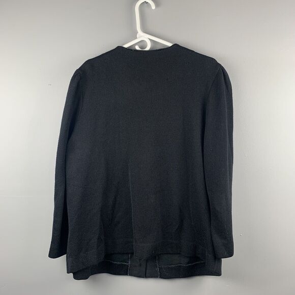 Leslie Fay Sweater Womens Plus 18W Button Up Jacket Black/Red Embroidered Floral - Picture 2 of 5